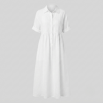 Women's Pintuck Linen Maxi Shirt Dress – Summer Beach & Holiday Dress