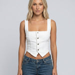 Women's Sleeveless Corset-Inspired Fitted Crop Top – Cocktail & Evening Top