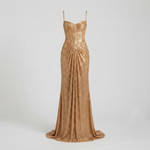 Women's Gold Metallic Corset Maxi Dress – Glamorous Evening Gown, Formal & Gala Dress