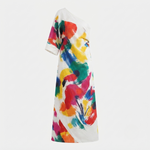 Women's Artistic Abstract Print Maxi Dress – Elegant Summer Evening & Occasion Dress