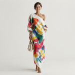 Women's Artistic Abstract Print Maxi Dress – Elegant Summer Evening & Occasion Dress