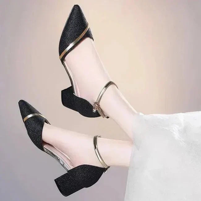 Women's Glitter Block Heel Sandals – Sparkly Party, Wedding Guest and Evening Heels