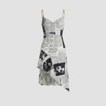 Women's Strapless Asymmetric Mini Dress with Print – Summer Evening and Party Dress