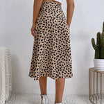 Women's Tie Waist Wrap Midi Skirt with Animal Print and Asymmetric Hem – Summer Brunch