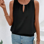 Women's Sleeveless Keyhole Neck Tank Top with Relaxed Fit – Casual and Smart Casual